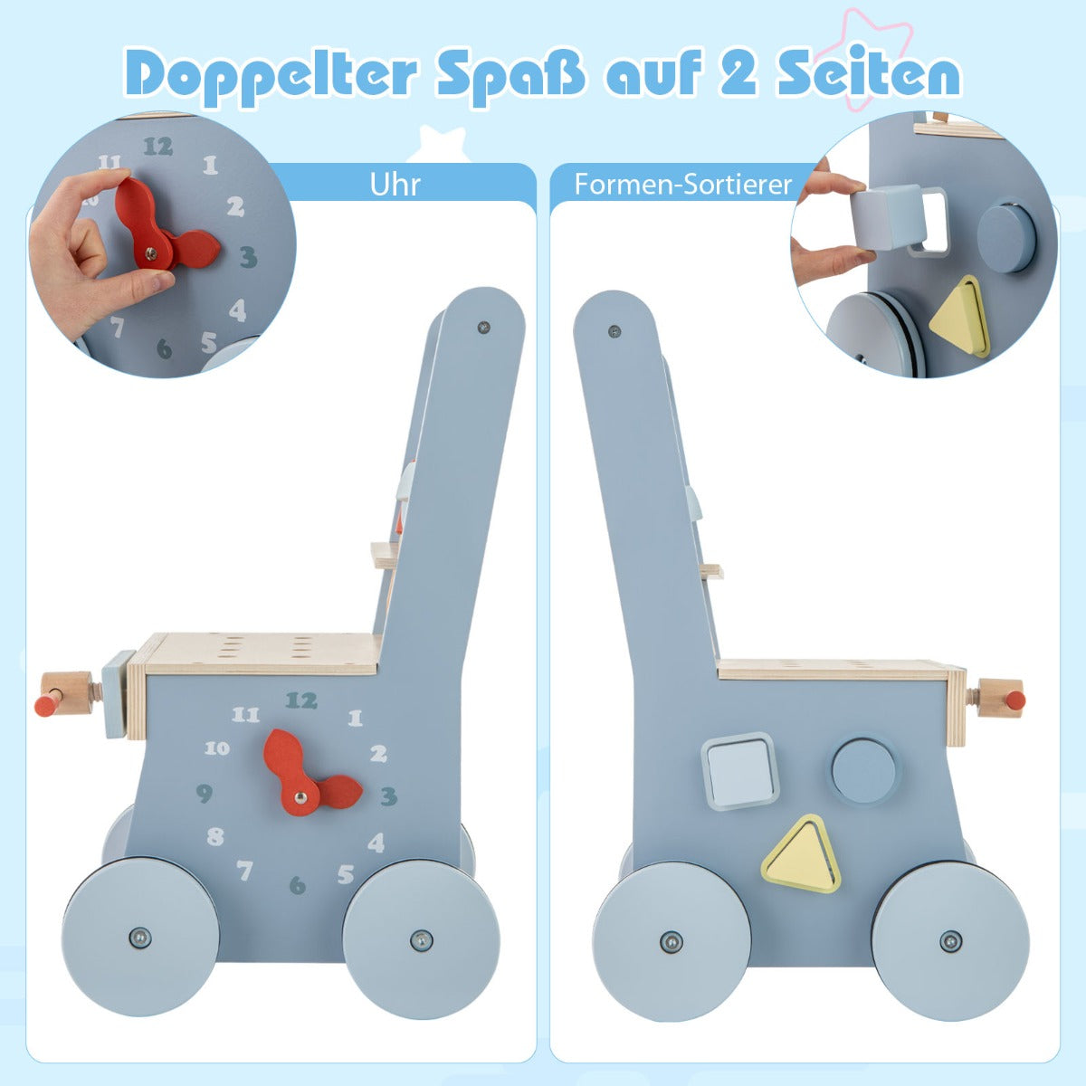 i – Baby Walker Tool Toy med Multi Activity Center och lägre förvaring – 2 1 – Blå
