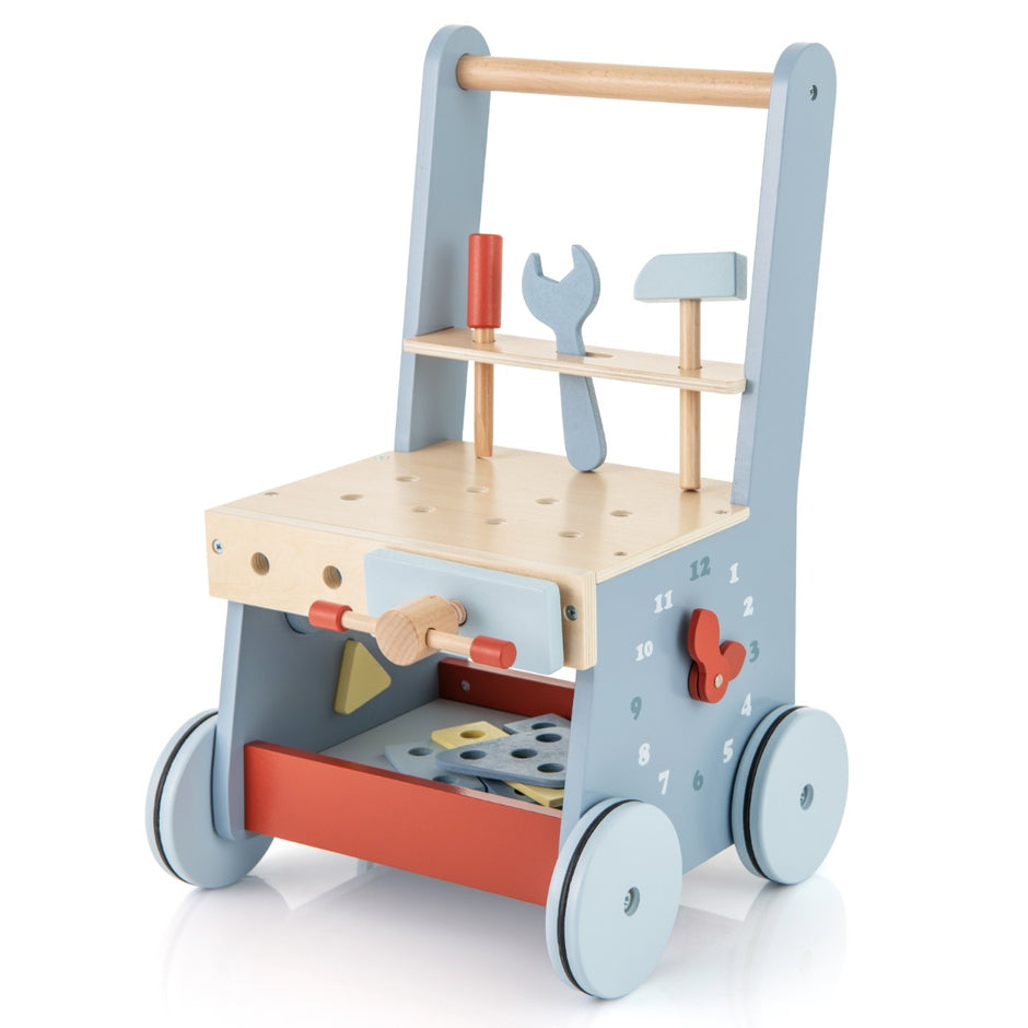 i – Baby Walker Tool Toy med Multi Activity Center och lägre förvaring – 2 1 – Blå