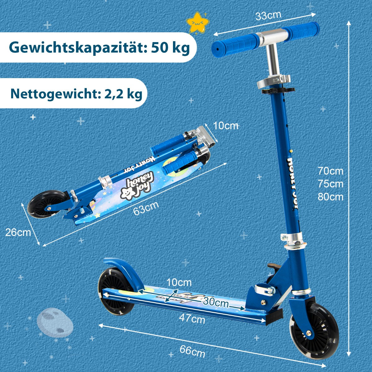 Barnskoter – hjulig med blinkande hjulstativ och Cruise Toddler Toy – 2 – Blå