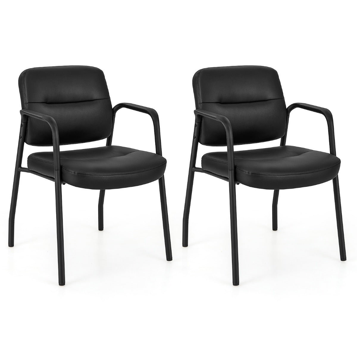 Konferensstolar – Set med vadderade besöksstolar armstöd och metallram – 2 58 x 56 x 81 cm – Svart