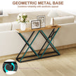 Konsollbord – Lantgårds hallbord med geometrisk Metallbasis industriell accentbord Träfärg – 140 cm – Trä