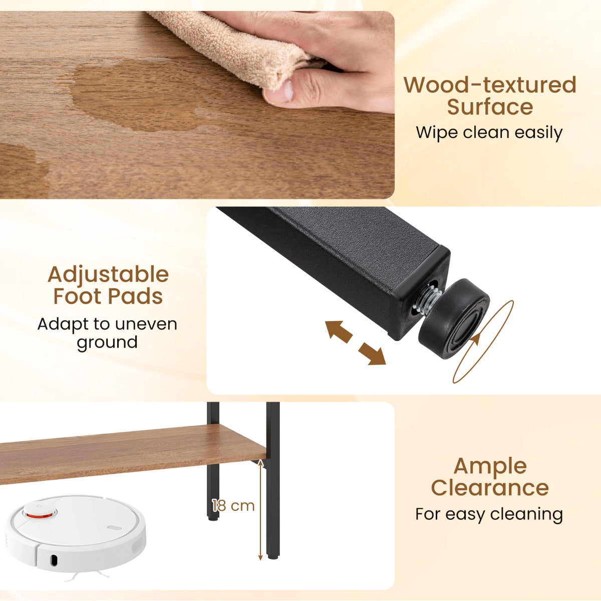 Boho – Konsolbord Med Fack och Öppet Hyllsystem Smalt Hallbord Bärbart Upp Till – 2 90 Kg – Natur