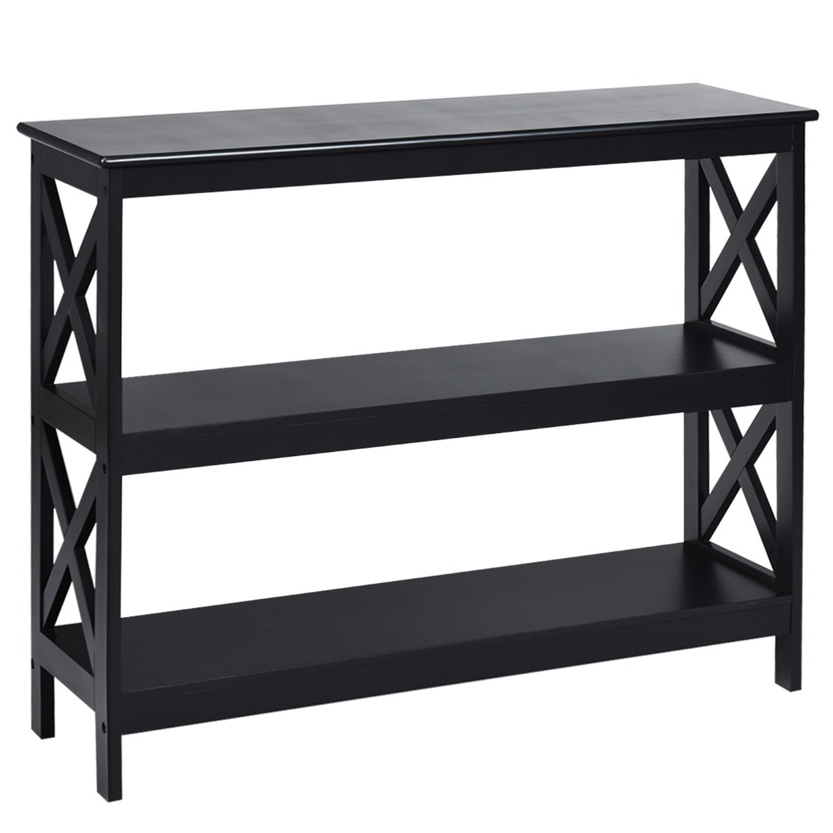 Konsolbord – Sidobord Industriell design med hylla Hallbord – 100 x 33 x 80 cm – Svart