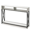 Vitt – konsolbord med öppen hylla och stålram – 120 x 23 x 79 cm – Vit