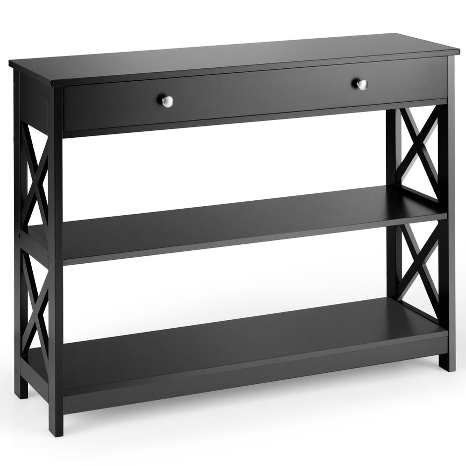 vånings – konsolbord med låda Hallbord av trä – 3 100 x 30 x 80 cm – Svart