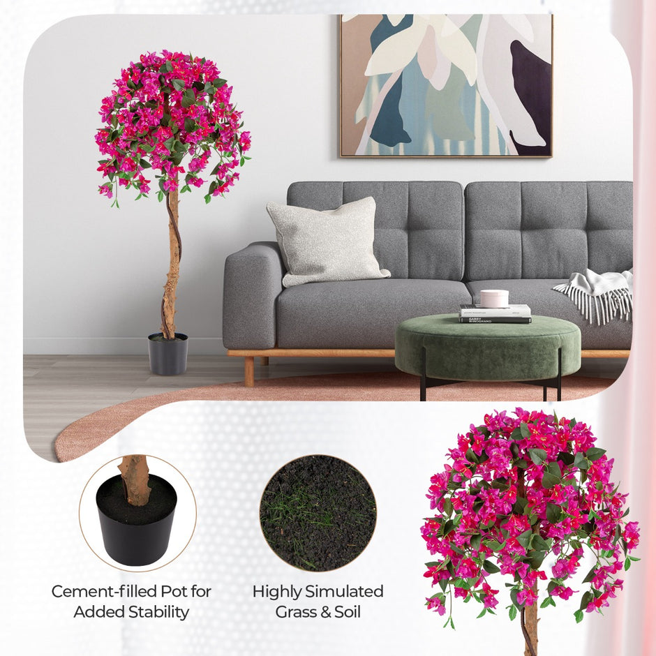 pack – konstträd med blommor konstväxt i kruka konstgjort – 2 135 cm – Grön