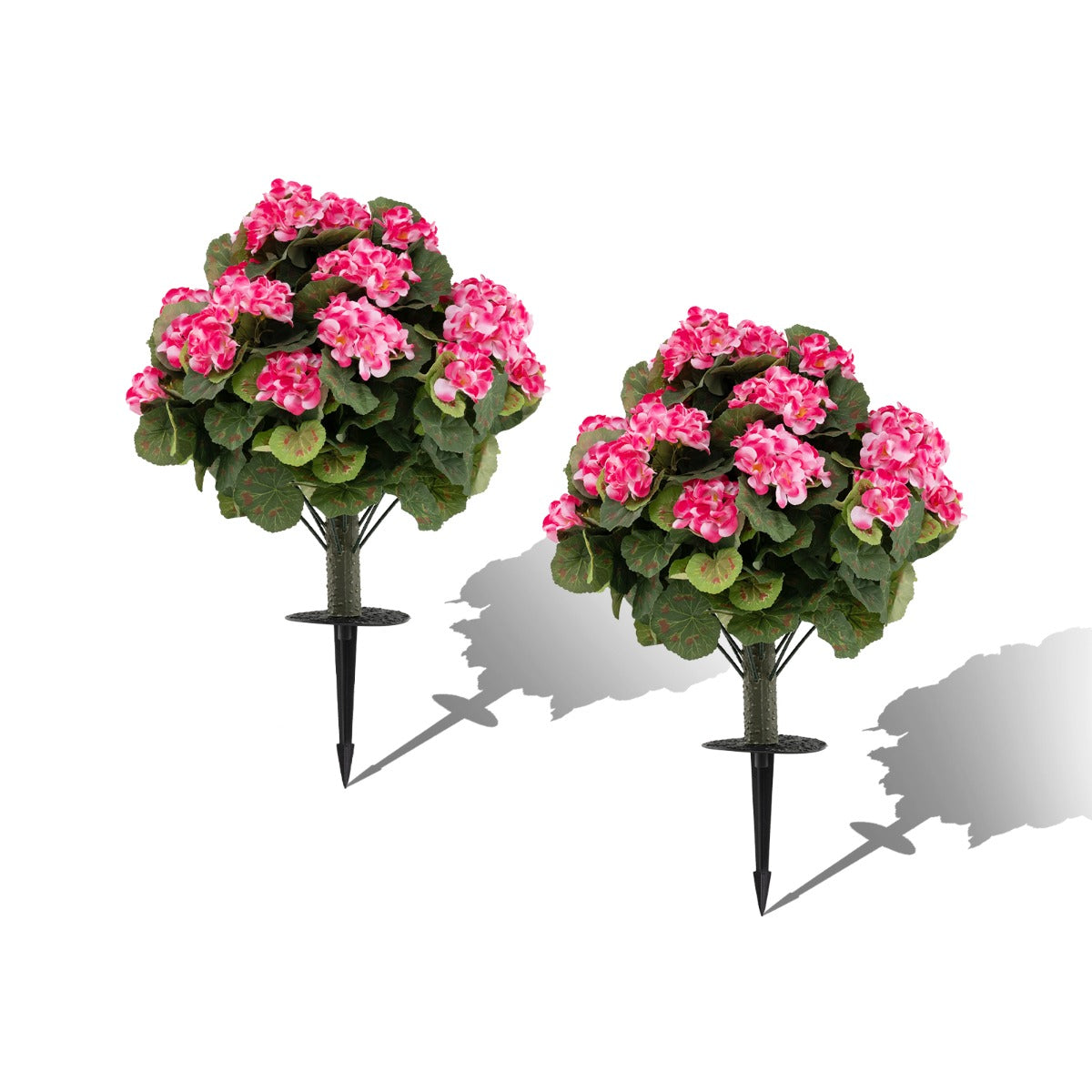 Delnings – Set Konstgjorda Pelargoner Med Realistisk PE Stam och Silkblommor Blad – 2 – Rosa