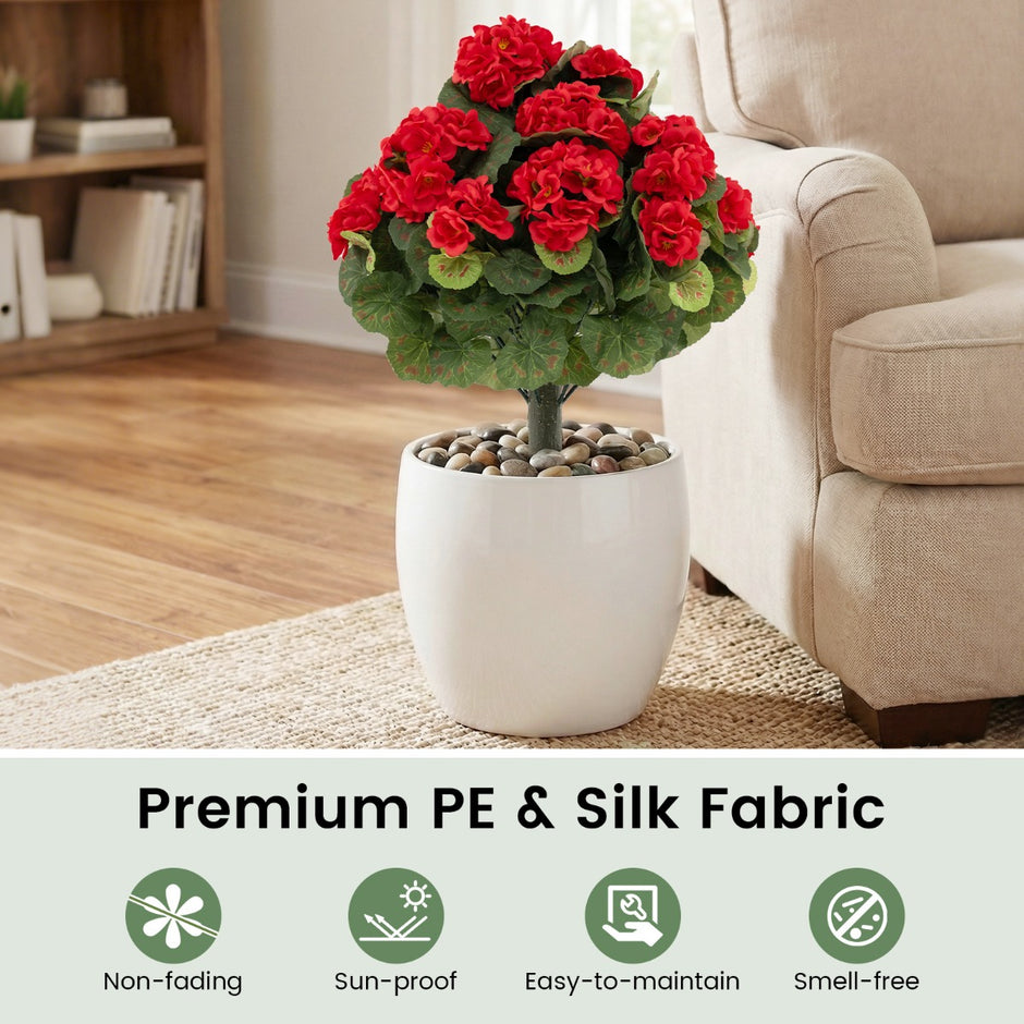 Delnings – Konstgjorda Pelargoner Med PE Stam Och Silkblommor – 2 – Rosa