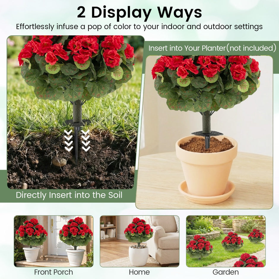 Delnings – Konstgjorda Pelargoner Med PE Stam Och Silkblommor – 2 – Rosa