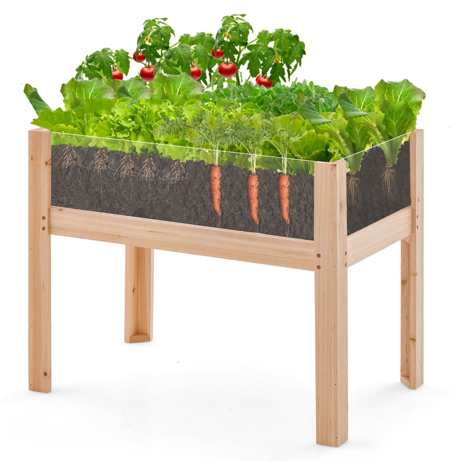 upphöjd – bädd med dräneringshål och transparenta akrylpaneler – 50 L 75 x 46 x 61 cm – Natur