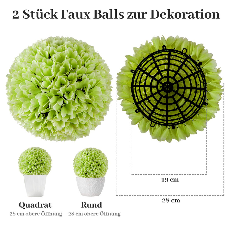 Set – med buxbomkulor, UV beständiga dekorativa bollar, topiary konstgjord växt, – 2 Ø 28 cm – Grön