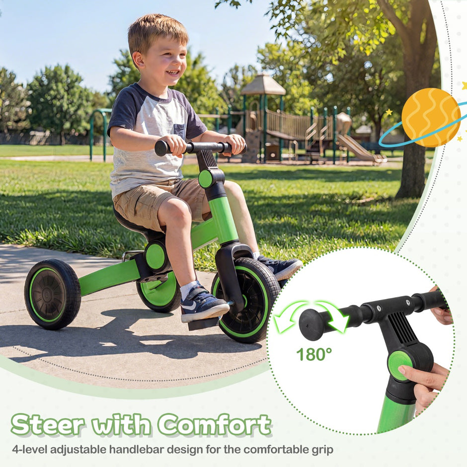 i – Barncykel Barnbalanscykel med avtagbara pedaler justerbar handtag – 5 1 – Grön