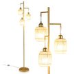 Stående – lampa med E27 socklar och fotbrytare, modern burskärm – 173 cm 3 – Guld