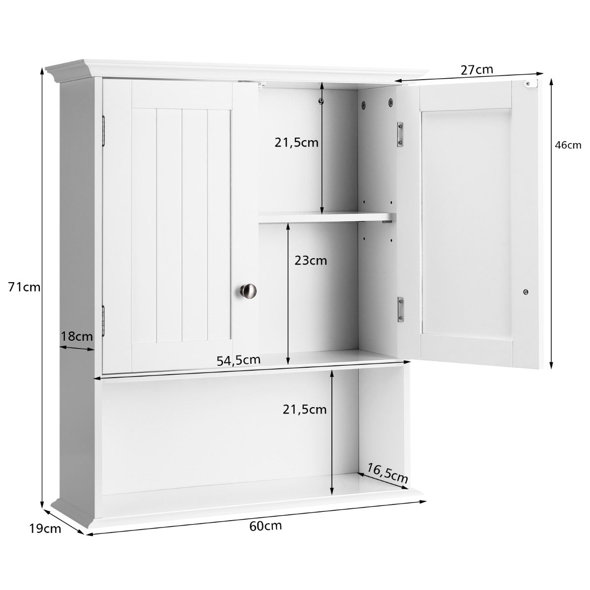 Väggskåp – Badrum Hängskåp Av trä – 60 x 20 x 70,5 cm – Vit