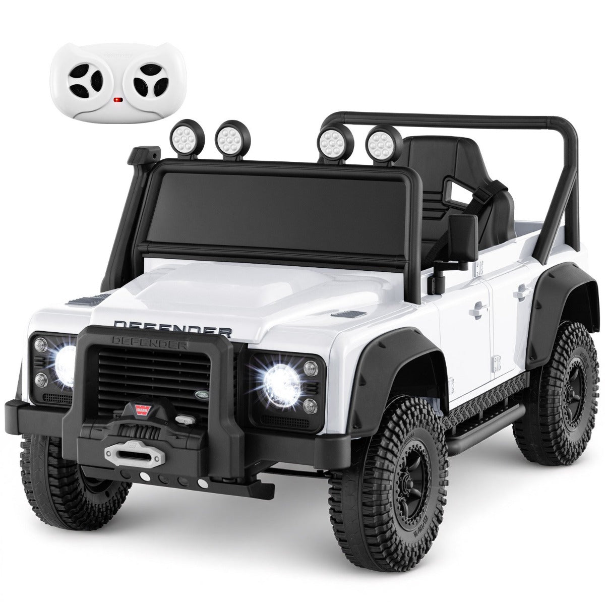 Land – Rover Defender elbil med fjärrkontroll för föräldrar – Vit