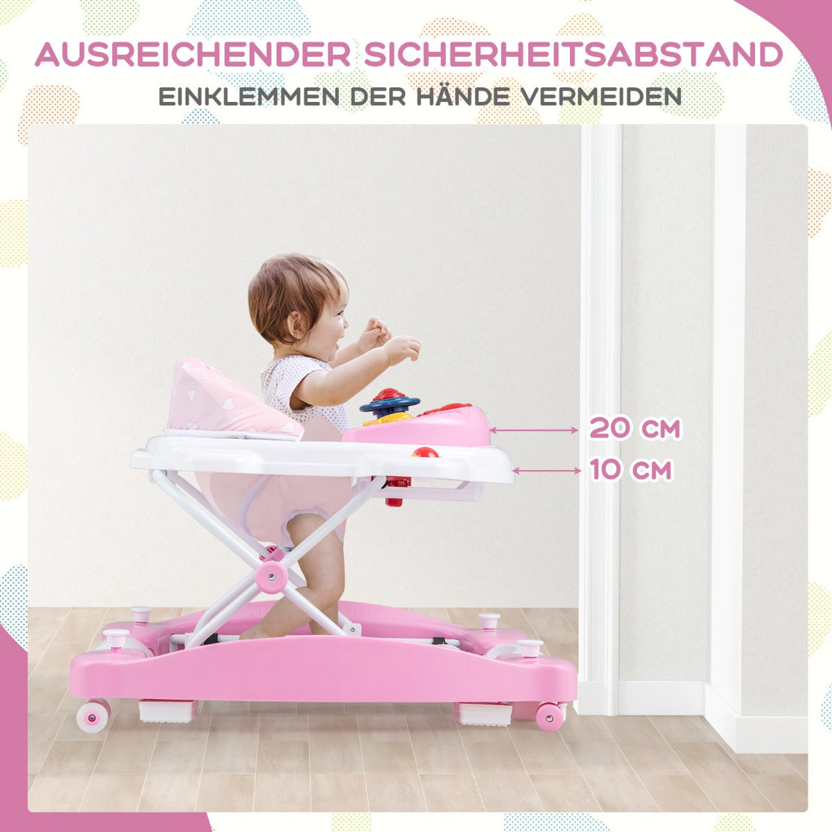 i – Baby Walker med avtagbar lekbräda och fotplatta – 6 1 – Rosa