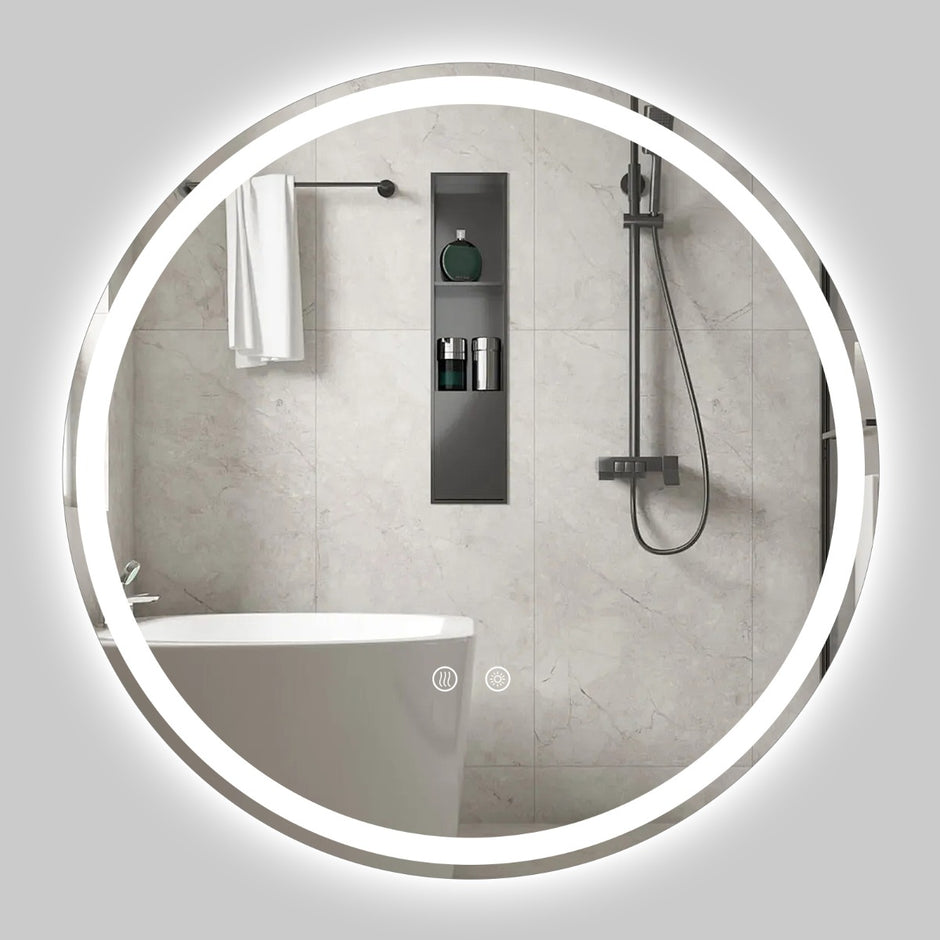 Rund – LED belyst spegel med justerbar ljusstyrka – 70 cm – Silver