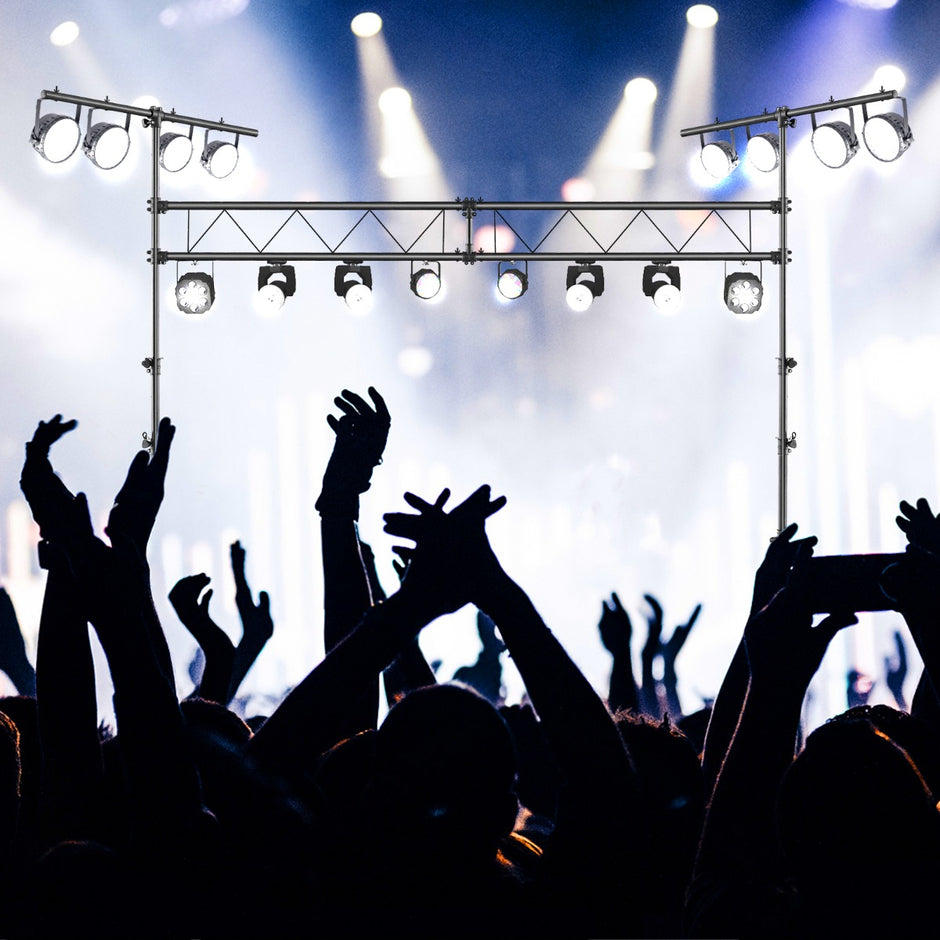 Robust – DJ ljusstativ i metall med justerbar höjd infällbar T bars – Svart
