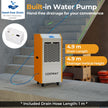 Luftavfuktare – 90L/Dag Byggtorkare Kommersiell med Pump Avloppsslang Hjul 24H Timer – 4 – Gul