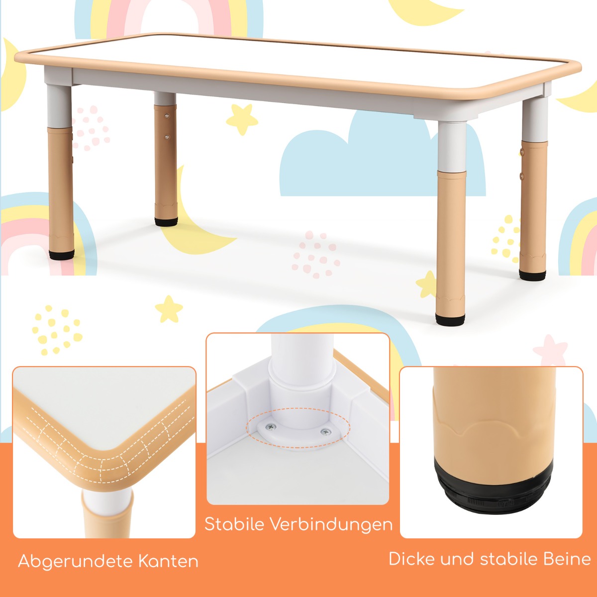 Barnbord – med stolar set graffiti bordsskiva Höjdjusterbar barnsittgrupp – 4 – Natur