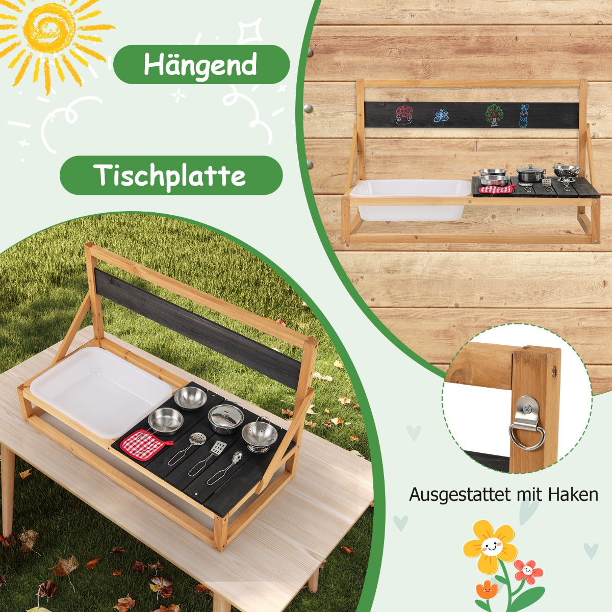 Lerkök – Barn Utomhus Gran Trä med tillbehör – 81 x 36 x 49 cm – Natur