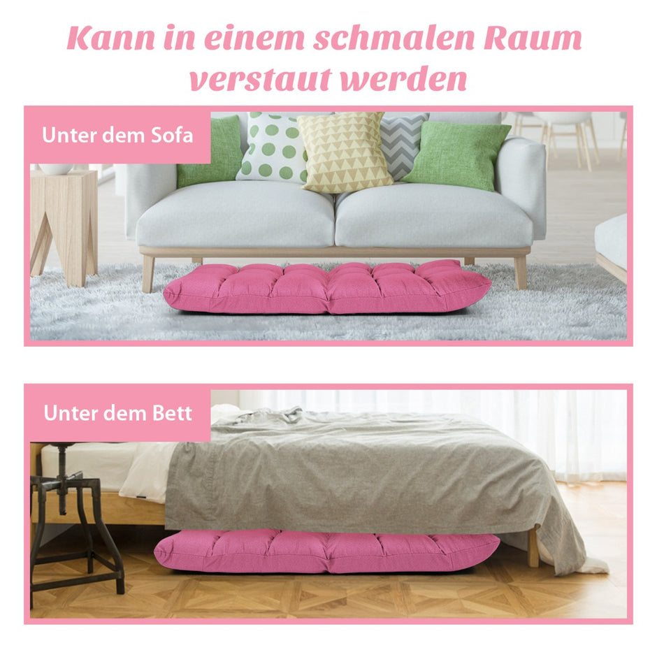 Golvstol – med vägs justerbart ryggstöd av skum Mörkrosa – 14 106,5 x 55,5 x 10 cm – Rosa