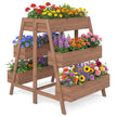 Flerstegs – upphöjd rabatt Trä med ribbotten design och planteringslådor – 6 126 x 90 x 115 cm – Natur
