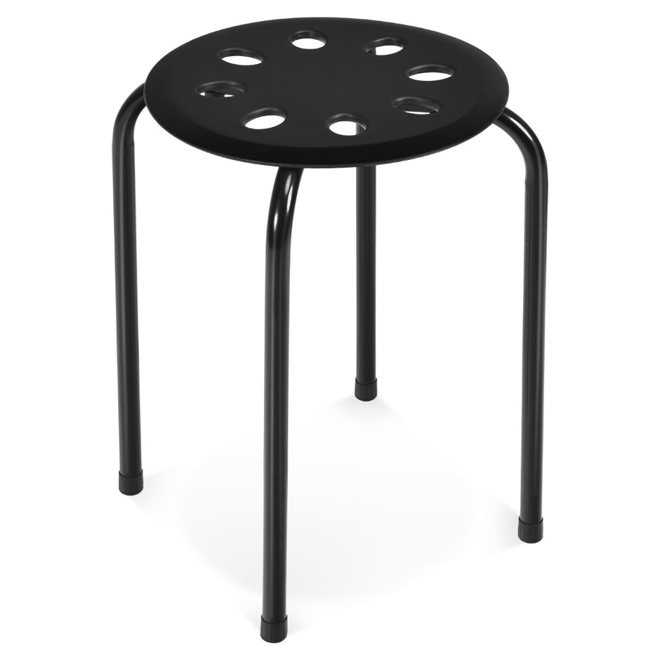 Paket – med stapelbara metallpallar X formad metallram, rund sits – 6 – Svart