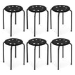 Paket – med stapelbara metallpallar X formad metallram, rund sits – 6 – Svart