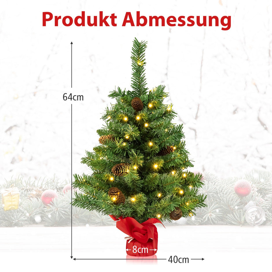 Stort – Upplyst Mini Julgran Bordsträd med LED ljus Gröna – 50 64 cm – Grön