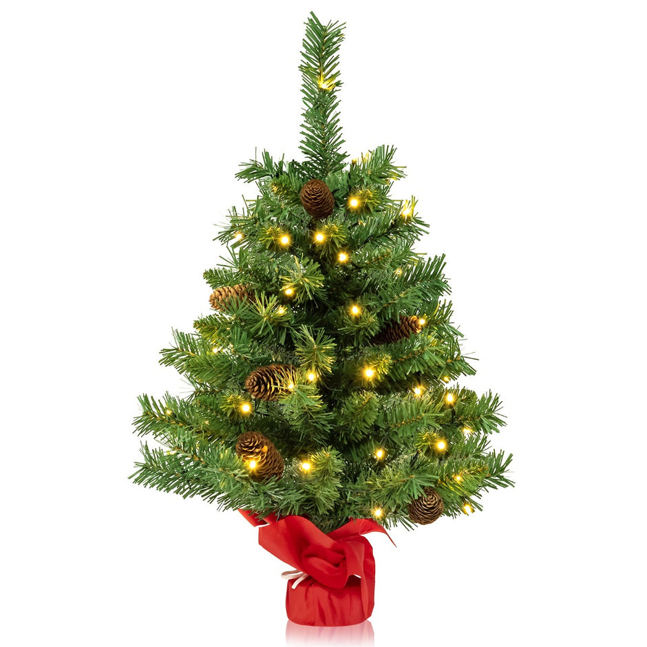 Stort – Upplyst Mini Julgran Bordsträd med LED ljus Gröna – 50 64 cm – Grön