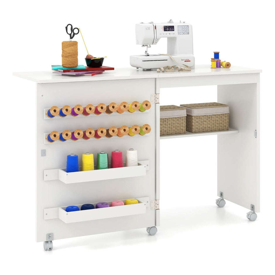 i – syskåp och skrivbord hopfällbart sybord Multi purpose Craft Station med förvaringsutrymme – 2 1 – Vit