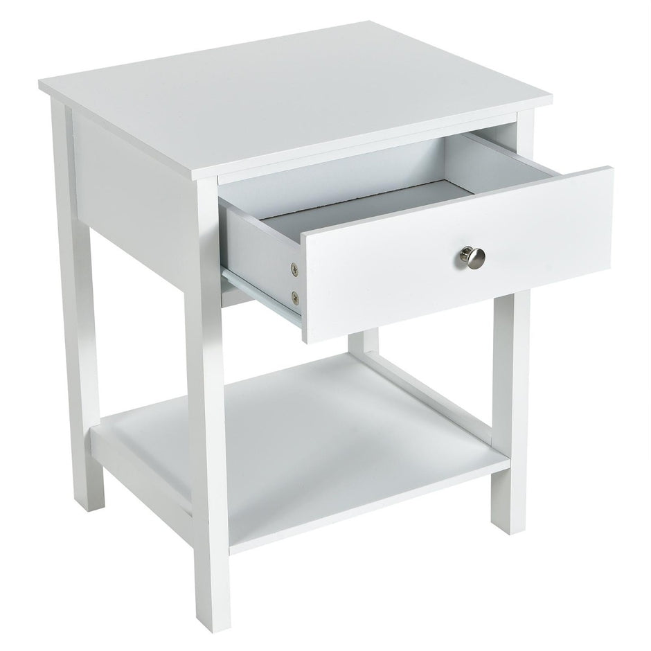 Set – om vånings sängbord med låda, nattduksbord, – 2 2 48 x 40 x 58 cm – Vit