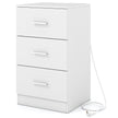 Sängbord – med laddstation modern nattduksbord förvaringslådor Vitt – 3 38 x 35 x 66 cm – Vit