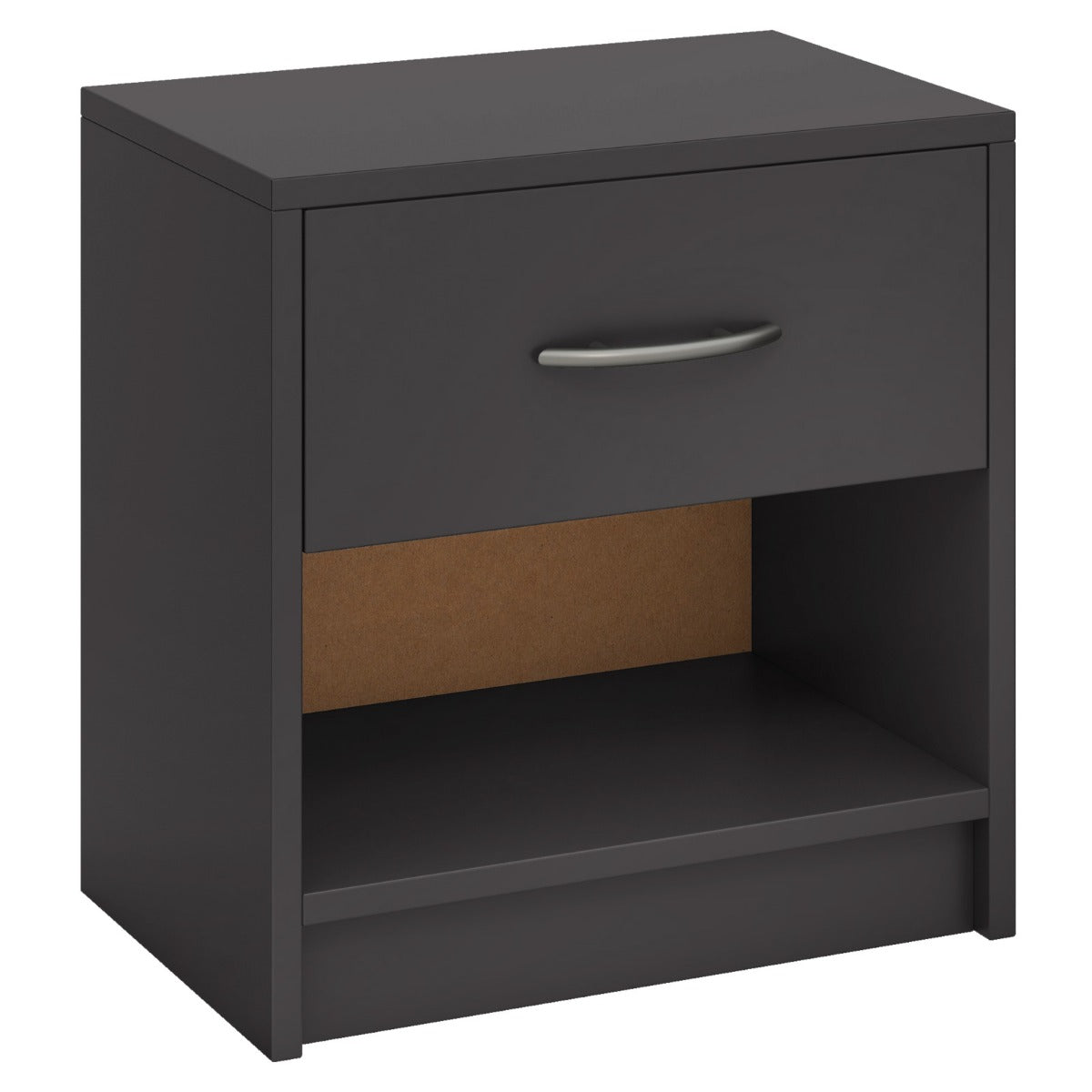 Sängbord – med låda Litet sidobord öppet fack – 38,5 x 28 x 40,5 cm – Grå