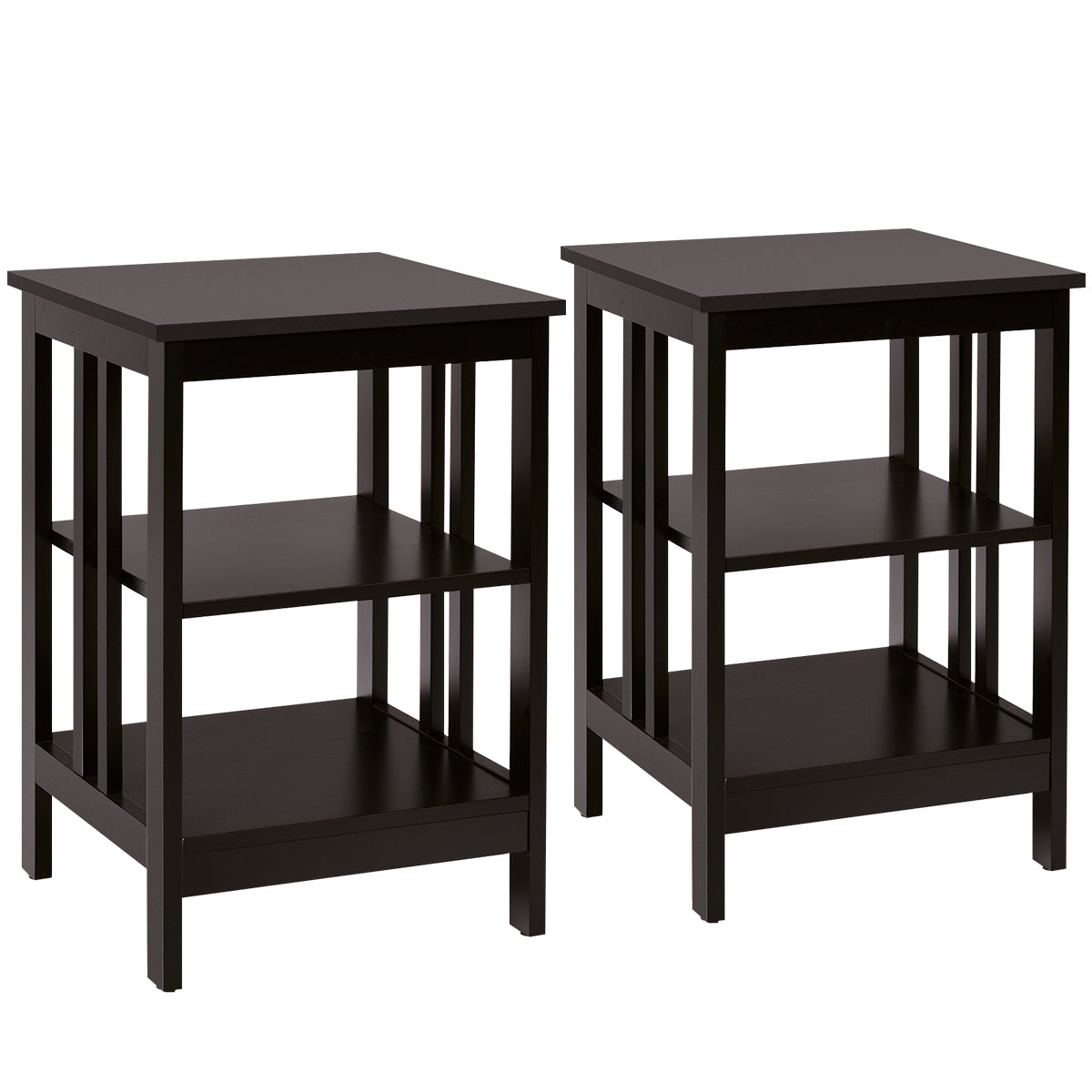 Sängbord – våningar set med sidobord Nattduksbord soffbord för sovrum – 3 2 40 x 40 x 61 cm – Kaffe