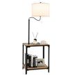 Modernt – sidobord med bordslampa och 360° roterande sänglampa – 49 x 34 x 144 cm – Brun