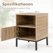 Sängbord – Rotting nattduksbord med öppen hylla och skåp – 40 x 40 x 57 cm – Natur