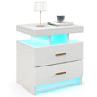 Sängbord – med LED belysning Nattduksbord Sidobord lådor – 2 50 x 40 x 58 cm – Vit