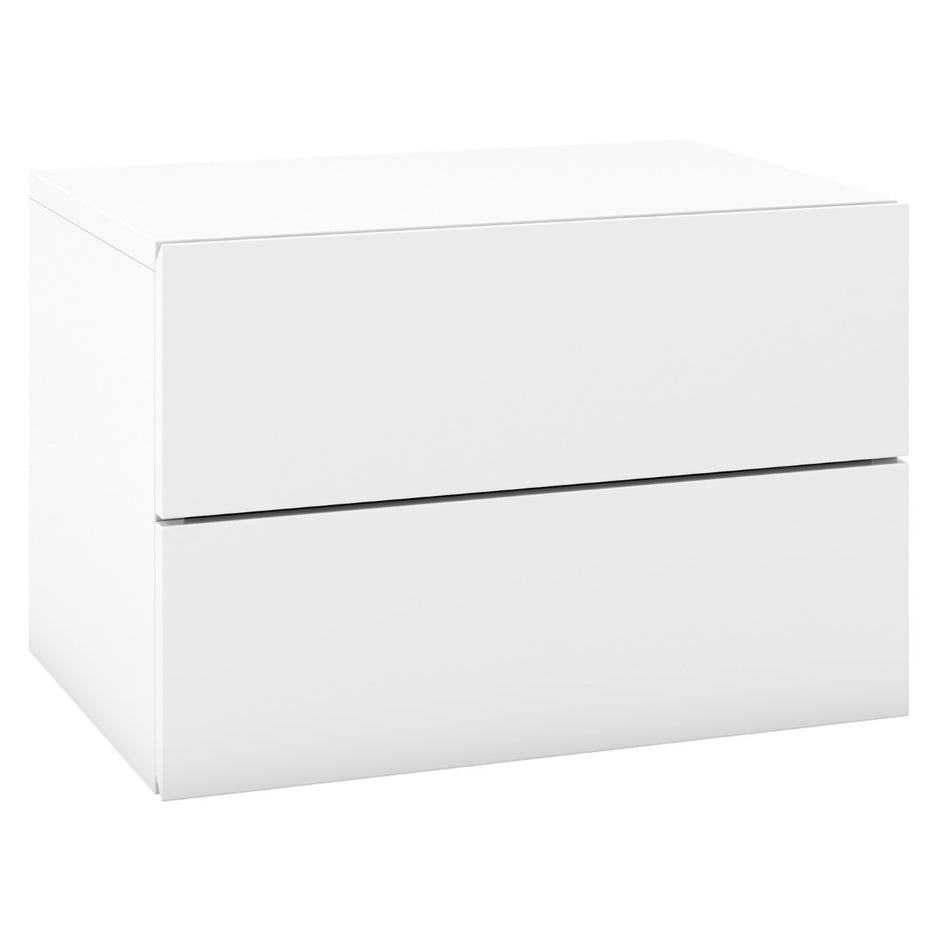 Sängbord – hängande vägghylla med lådor sidobord väggmonterad – 2 42 x 30 x 28 cm – Vit