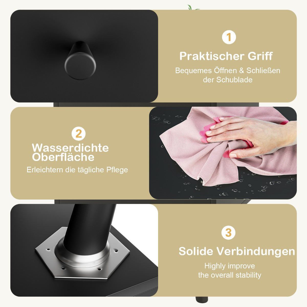 Sängbord – med lådor Sidobord massiva träben – 2 45 x 39,5 x 62 cm – Natur
