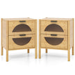 set – bambus nattbord med lådor Modern sidobord Robust nattskåp – 2 2 – Natur