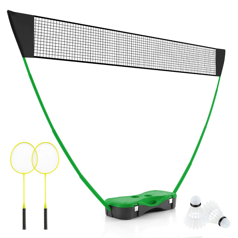 Badmintonnätstativ – Bärbart badmintonspel med racketar Komplett badmintonset grönt – Grön