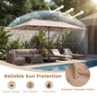 Dubbelsolparasoll – med LED belysning, UV 50+ bas utomhusparasol – Beige