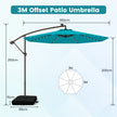 Fribärande – parasoll med solar LED lampor och sandsäckar vev UV skydd – 40 Ø 300 cm – Turkos