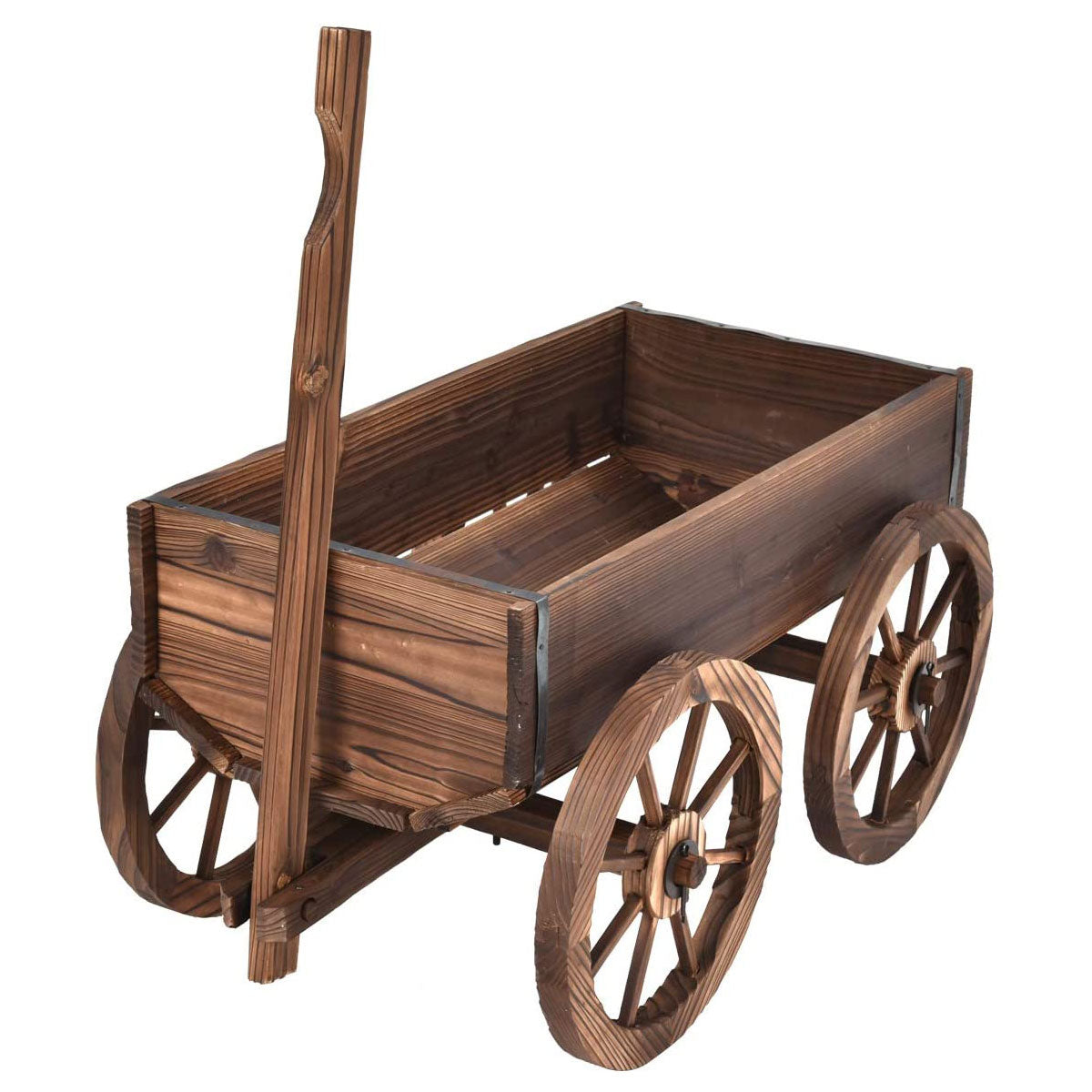 Blomstervagn – Träväxtvagn med hjul – 4 120 x 43 x 53,5 cm – Brun