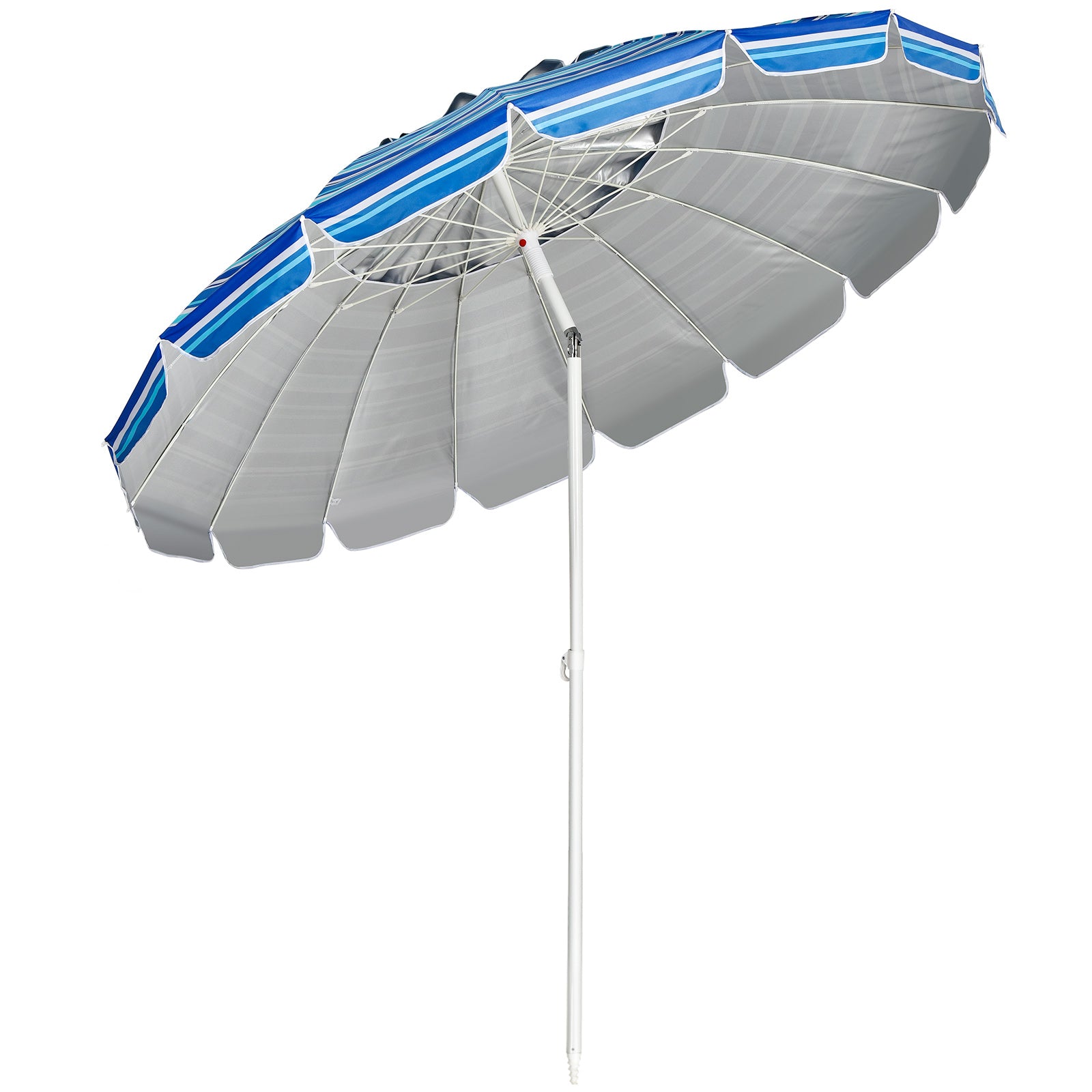 Strandparasoll – utomhusparasoll fällbart uteplatsparasoll i aluminium mörkblått – 243 cm – Mörkblå