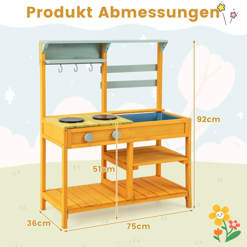 Mud – Kitchen Lekkök av gran med spisknoppar och diskbänk – Gul