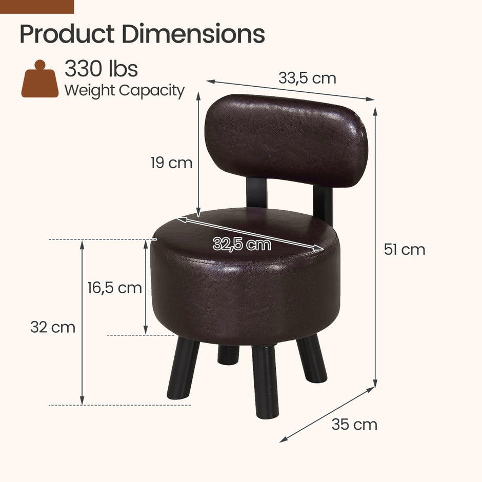 pack – Sittpallar Med Ryggstöd och KonstläderklädselPolstrad Upp Till Bärkapacitet – 2 150 Kg – Brun