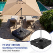 Parasollställ – med hjul HDPE fyrkantig, fyllbar för trädgård, terrass, poolområde – 88 cm 170 kg – Svart